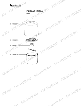 Схема №1 DP790A27/700 с изображением Корпусная деталь для электроблендера Moulinex MS-0A11215