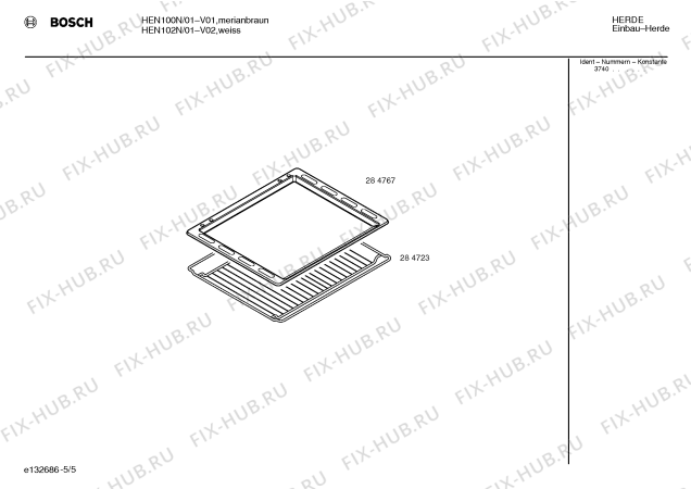 Взрыв-схема плиты (духовки) Bosch HEN102N - Схема узла 05