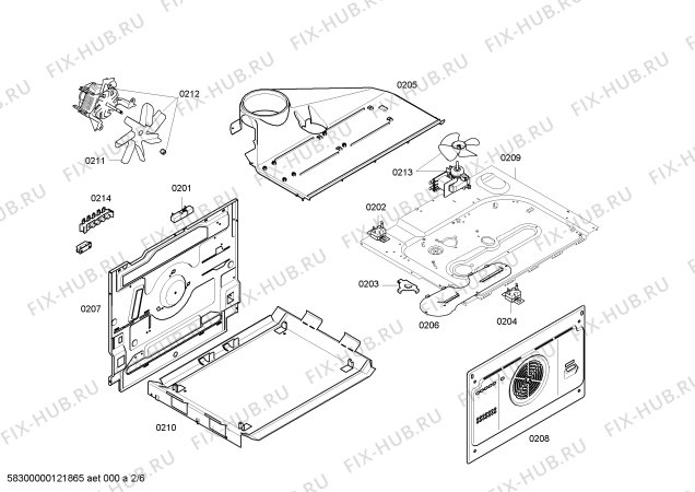 Взрыв-схема плиты (духовки) Bosch HBN134550B - Схема узла 02