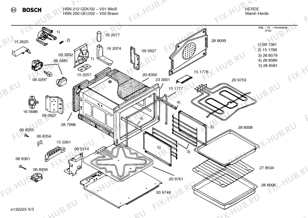 Схема №3 HSN200GEU с изображением Панель управления для духового шкафа Bosch 00290386
