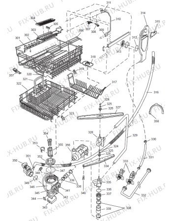 Взрыв-схема посудомоечной машины Gorenje 1325 US   -White Bi (900001459, DW951) - Схема узла 03