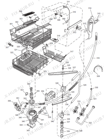 Взрыв-схема посудомоечной машины Gorenje 1555 (With Softener) US   -SS (900001716, DW954) - Схема узла 03