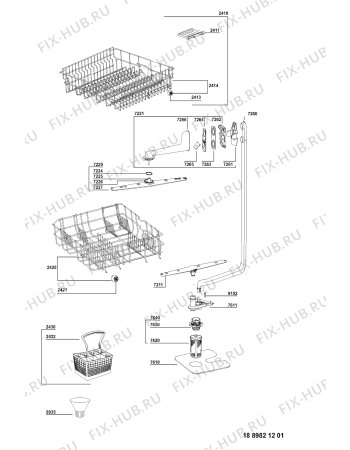 Схема №1 ADL 931 WH с изображением Дверь для электропосудомоечной машины Whirlpool 481246648069