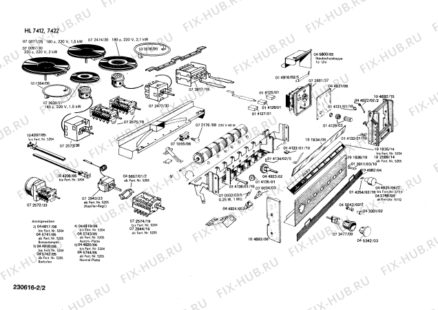 Взрыв-схема плиты (духовки) Siemens HL7422 - Схема узла 02