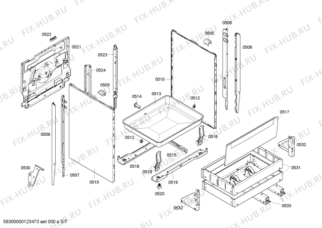 Взрыв-схема плиты (духовки) Siemens HS121200V - Схема узла 05