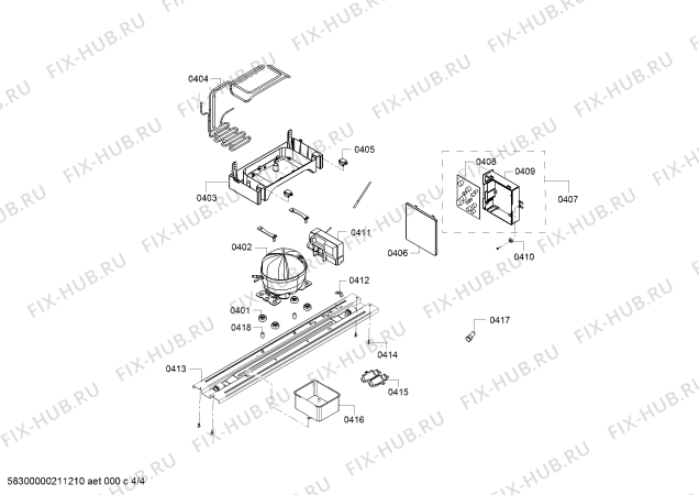 Взрыв-схема холодильника Bosch KDN65VI20B - Схема узла 04