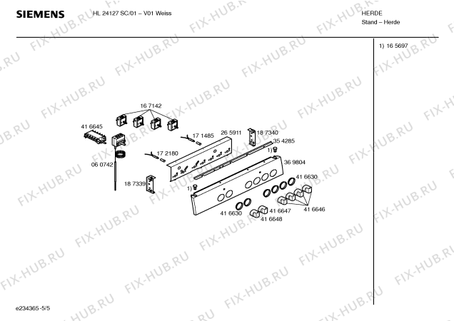 Взрыв-схема плиты (духовки) Siemens HL24127SC - Схема узла 05