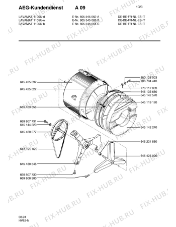 Взрыв-схема стиральной машины Aeg LAV1105 U - Схема узла Tub and drum