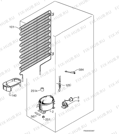 Взрыв-схема холодильника Faure FRD421W - Схема узла Cooling system 017