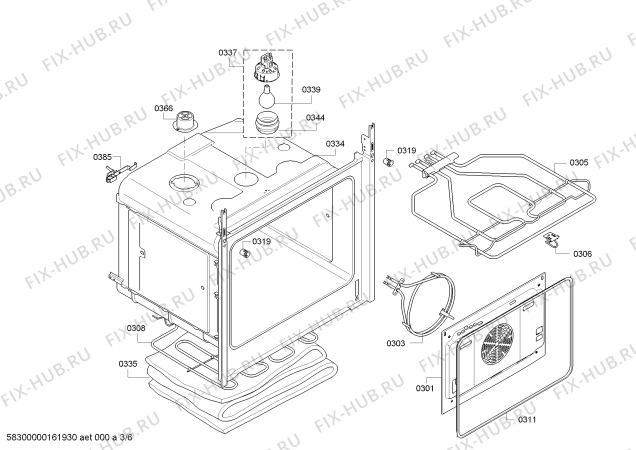 Взрыв-схема плиты (духовки) Bosch HBG33B550Y - Схема узла 03