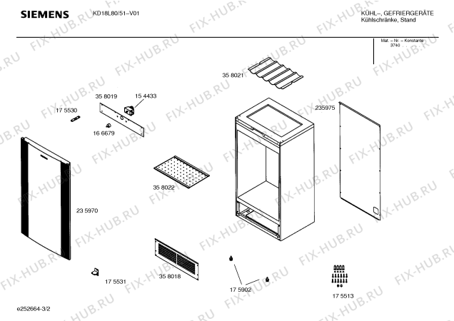 Схема №1 KD18L80 с изображением Крышка для холодильника Siemens 00235975