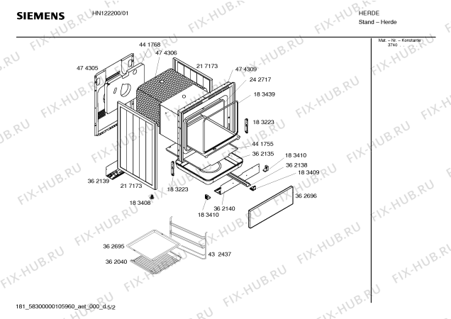 Взрыв-схема плиты (духовки) Siemens HN122200 - Схема узла 02