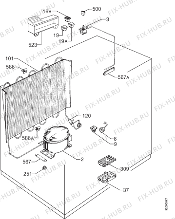 Взрыв-схема холодильника Zanussi ZCF180 - Схема узла Refrigerator cooling system