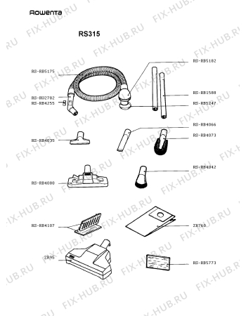 Взрыв-схема пылесоса Rowenta RS315 - Схема узла RS315___.__1