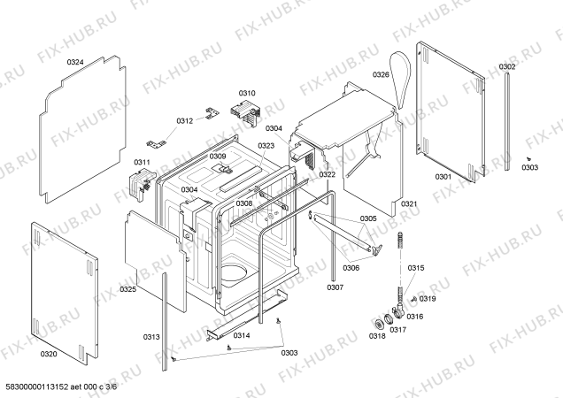 Взрыв-схема посудомоечной машины Bosch SHE99C05UC Bosch - Схема узла 03