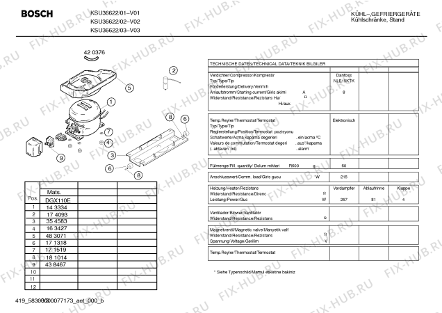 Взрыв-схема холодильника Bosch KSU36622 - Схема узла 03