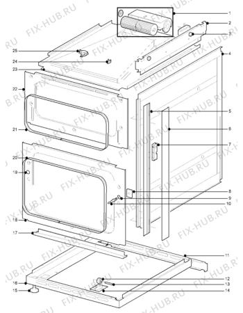 Взрыв-схема плиты (духовки) Electrolux ESI525B - Схема узла H10 Outer Frame