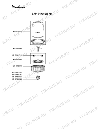 Схема №2 LM131A10/870 с изображением Корпусная деталь для электроблендера Moulinex MS-650743