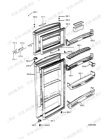 Взрыв-схема холодильника Whirlpool ARG 772(WBM 372) - Схема узла