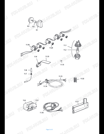 Взрыв-схема плиты (духовки) DELONGHI DGW965 - Схема узла 5