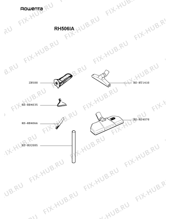 Взрыв-схема пылесоса Rowenta RH506IA - Схема узла XP002926.5P2