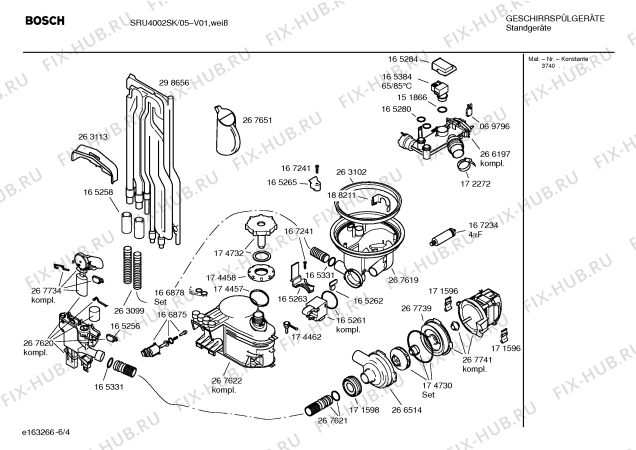 Схема №2 SRU4002SK с изображением Инструкция по эксплуатации для электропосудомоечной машины Bosch 00529386