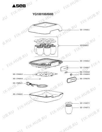 Схема №1 YG100100/6W0 с изображением Запчасть для йогуртници Seb SS-194063