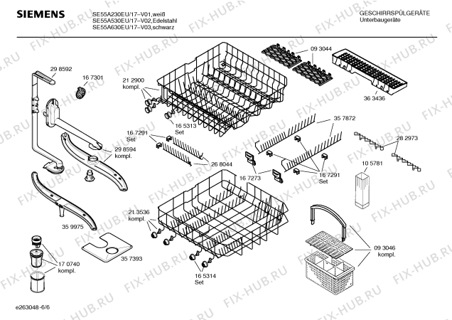 Взрыв-схема посудомоечной машины Siemens SE55A530EU - Схема узла 06