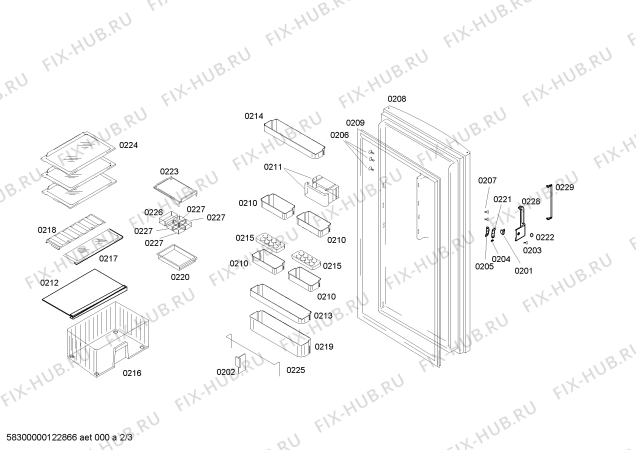 Схема №1 KSR32N23FF с изображением Контейнер для холодильной камеры Bosch 00664426