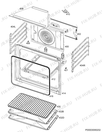 Взрыв-схема плиты (духовки) Electrolux ROB3444AOX - Схема узла Oven