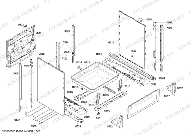 Взрыв-схема плиты (духовки) Bosch HCE754820 - Схема узла 05