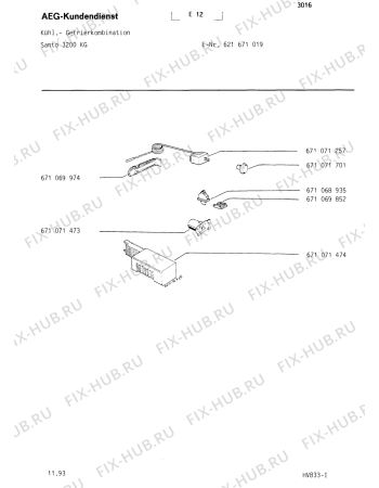 Взрыв-схема холодильника Aeg 621671019 - Схема узла Refrigerator electrical equipment