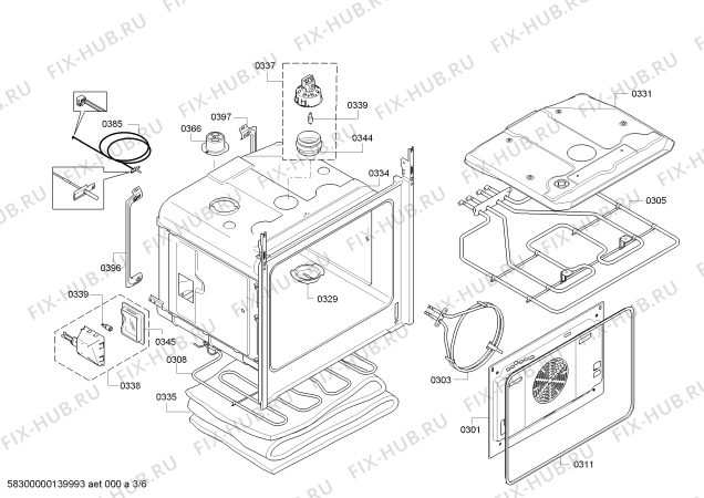 Взрыв-схема плиты (духовки) Bosch HBA58T650A - Схема узла 03