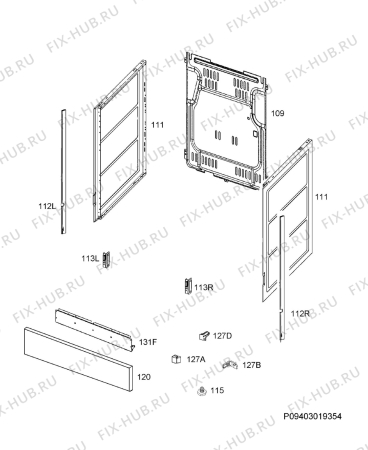 Взрыв-схема плиты (духовки) Electrolux EKC95010MX - Схема узла Housing 001