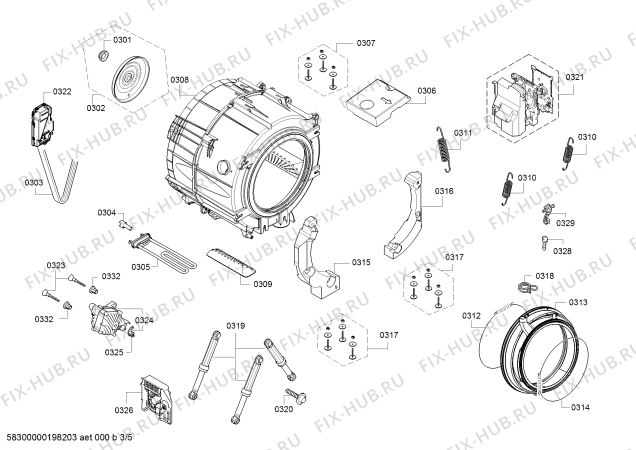 Взрыв-схема стиральной машины Siemens WM14T780ME - Схема узла 03