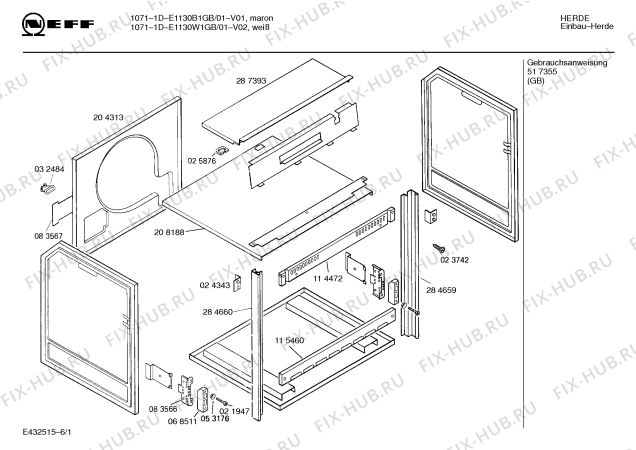 Схема №2 E1130W1GB 1071-1D с изображением Переключатель для плиты (духовки) Bosch 00152104