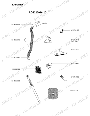 Взрыв-схема пылесоса Rowenta RO432301/410 - Схема узла QP003548.6P2