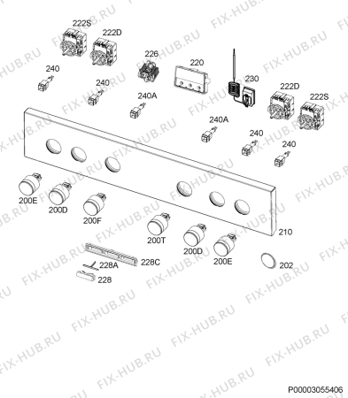 Взрыв-схема плиты (духовки) Electrolux EOE5551AOX - Схема узла Command panel 037