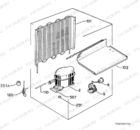 Взрыв-схема холодильника Electrolux ER6424T - Схема узла Cooling system 017