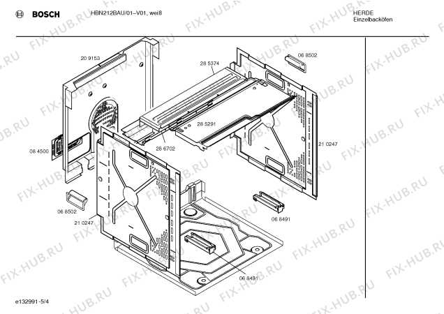 Взрыв-схема плиты (духовки) Bosch HBN212BAU - Схема узла 04
