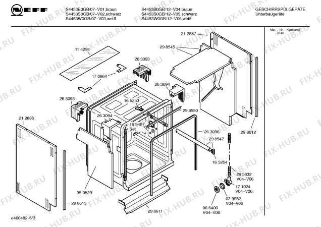 Взрыв-схема посудомоечной машины Neff S4453B0GB - Схема узла 03