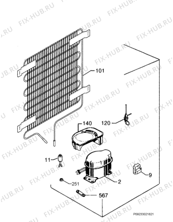 Взрыв-схема холодильника Zanussi ZRG715SW - Схема узла Cooling system 017