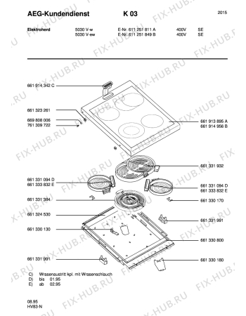 Взрыв-схема плиты (духовки) Aeg 5030V-W S 400V - Схема узла Section1