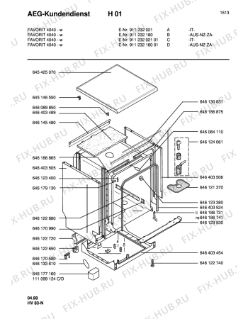 Взрыв-схема посудомоечной машины Aeg FAV4040-W AUSNZ - Схема узла Housing 001