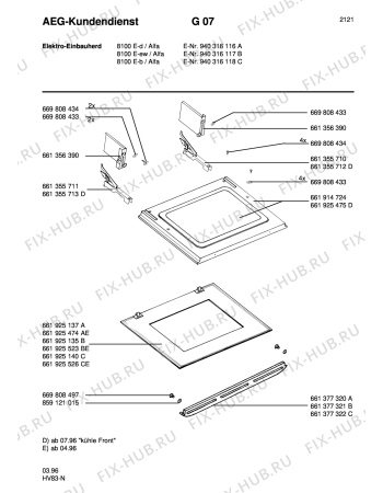 Взрыв-схема плиты (духовки) Aeg 8100E-B A - Схема узла Section2