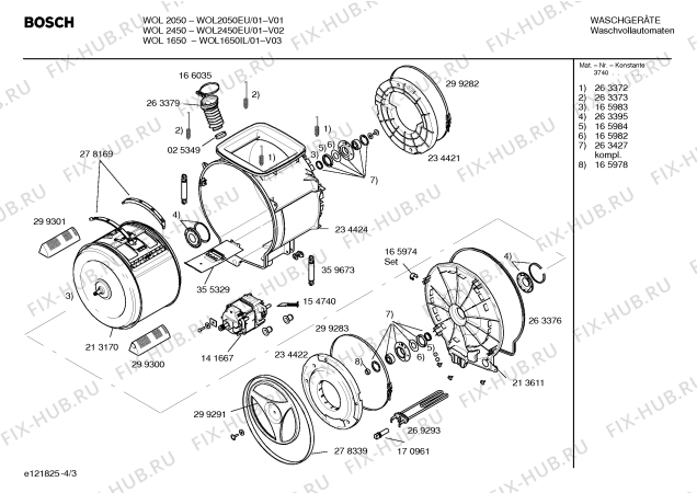 Взрыв-схема стиральной машины Bosch WOL2050EU WOL2050 - Схема узла 03