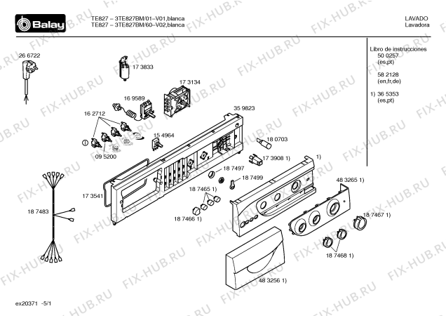 Схема №2 3TE827BM TE827 с изображением Панель управления для стиральной машины Bosch 00365353