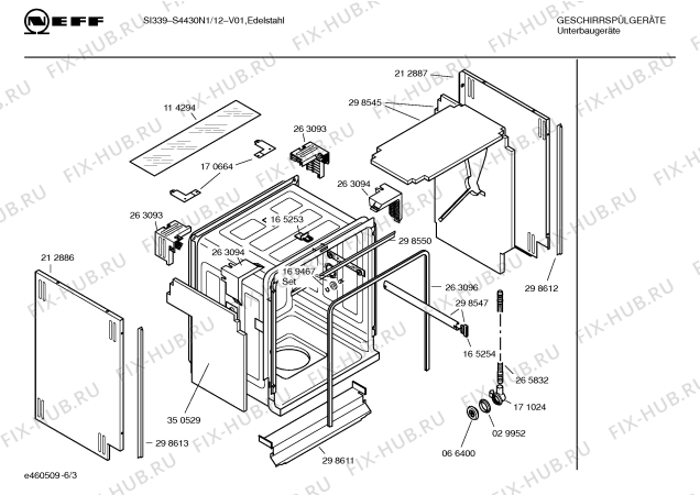 Взрыв-схема посудомоечной машины Neff S4430N1 SI339A - Схема узла 03