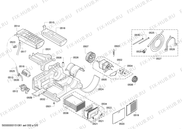 Взрыв-схема сушильной машины Bosch WTE86304CH - Схема узла 05