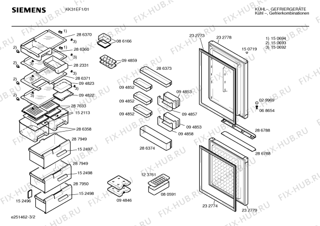 Схема №2 KK32UF1 с изображением Ручка двери для холодильной камеры Siemens 00286788